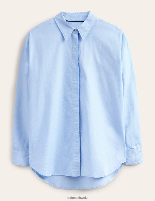Boden Frauen gerades Baumwollhemd VH86PT2569 Kleidung blaues Oxford