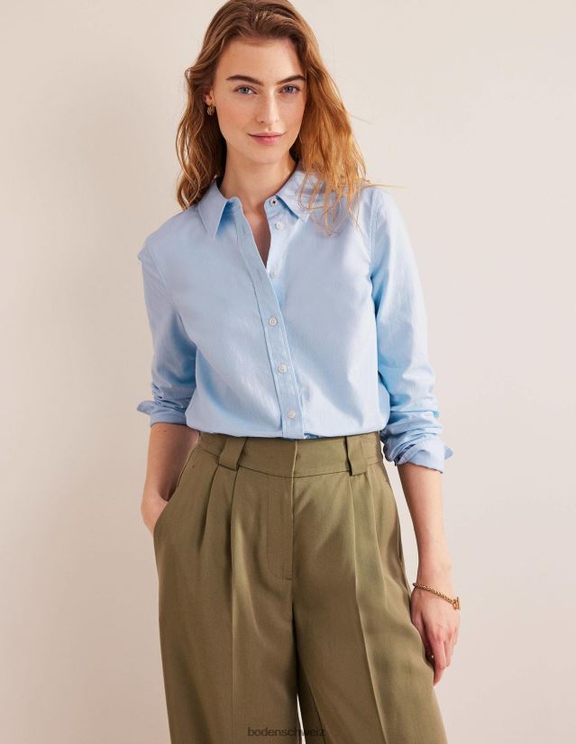 Boden Frauen gerades Baumwollhemd VH86PT2569 Kleidung blaues Oxford