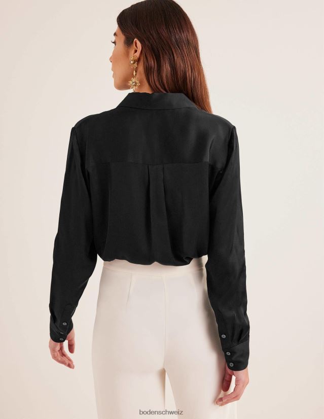 Boden Frauen lässiges Satinhemd VH86PT1300 Kleidung Schwarz