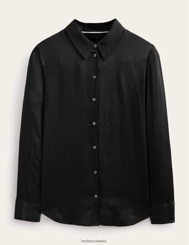 Boden Frauen lässiges Satinhemd VH86PT1300 Kleidung Schwarz