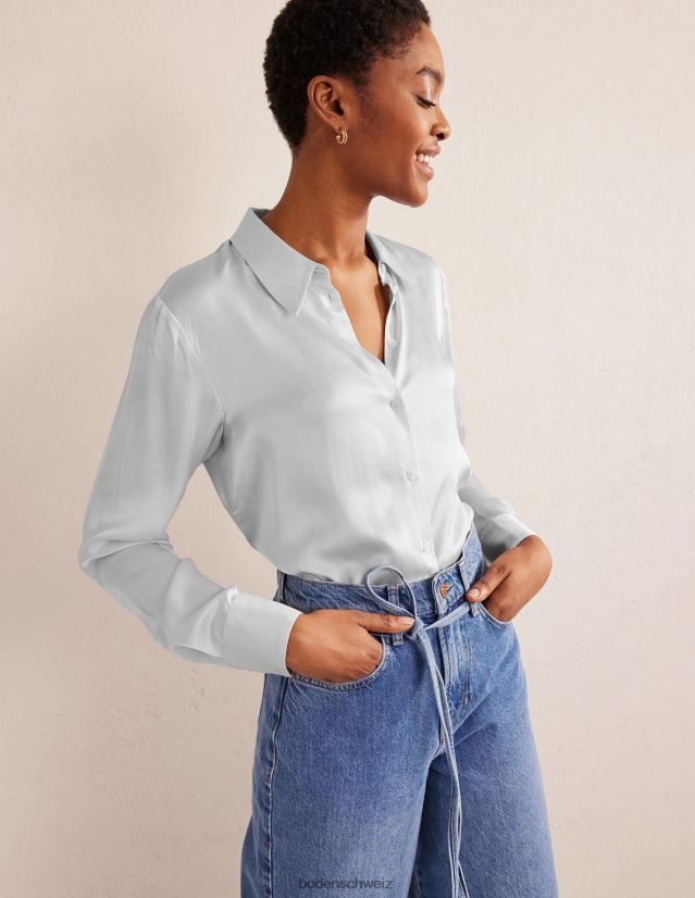 Boden Frauen lässiges Satinhemd VH86PT1555 Kleidung dunstiges Grau