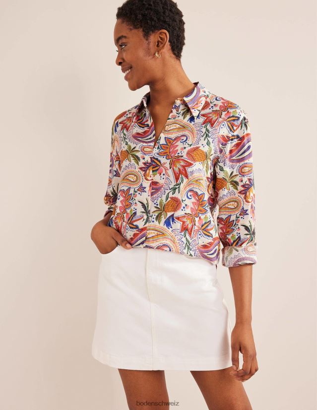Boden Frauen neues Leinenhemd VH86PT2614 Kleidung Multi & Paradise Paisley