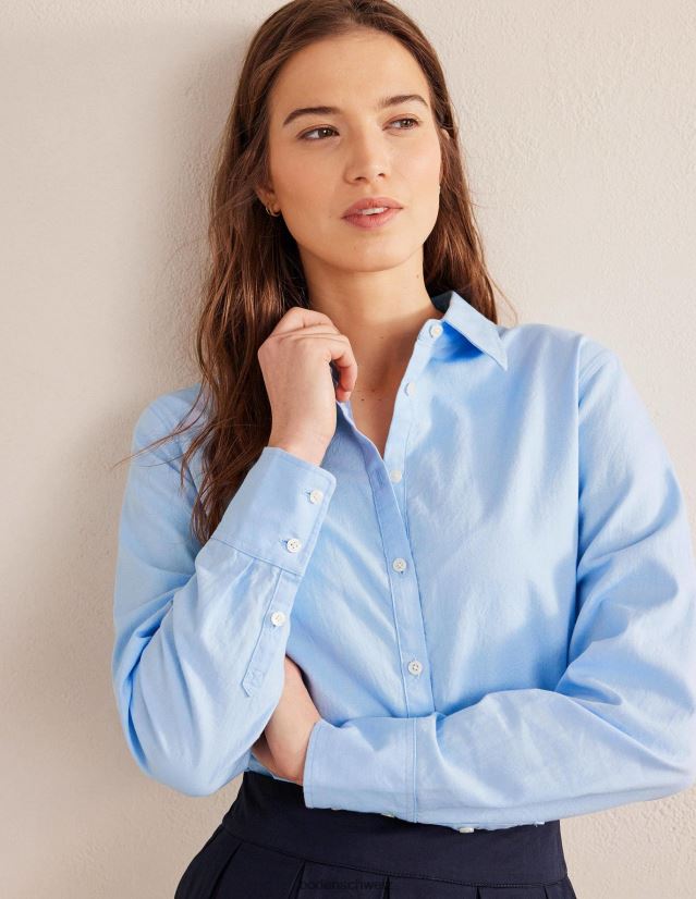 Boden Frauen neues entspanntes Baumwollhemd VH86PT1381 Kleidung blaues Oxford