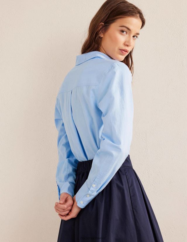 Boden Frauen neues entspanntes Baumwollhemd VH86PT1381 Kleidung blaues Oxford