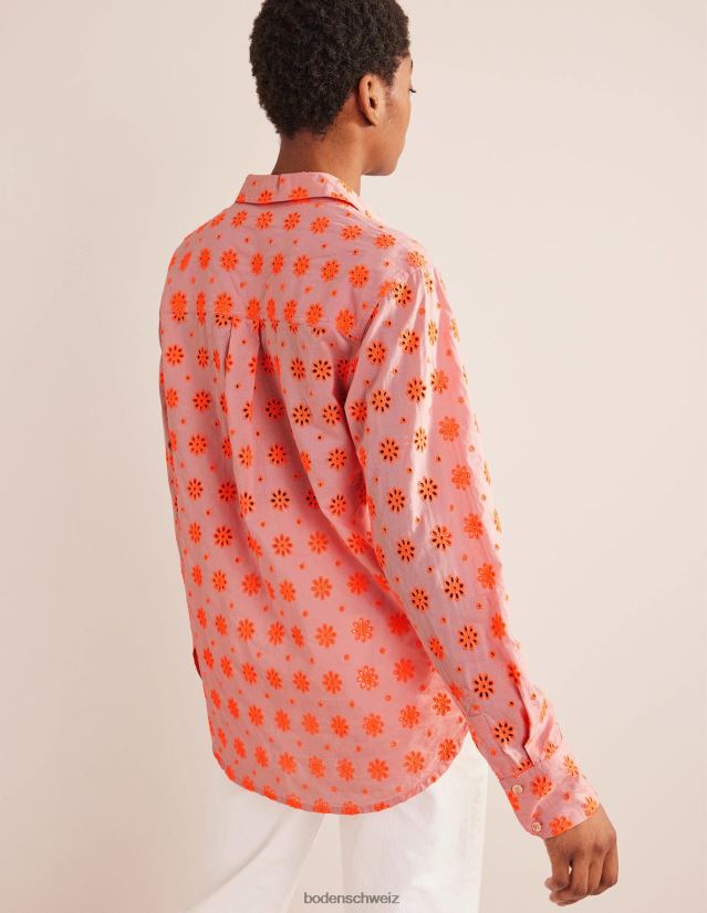 Boden Frauen neues entspanntes Baumwollhemd VH86PT2115 Kleidung Wassermelonenpunsch