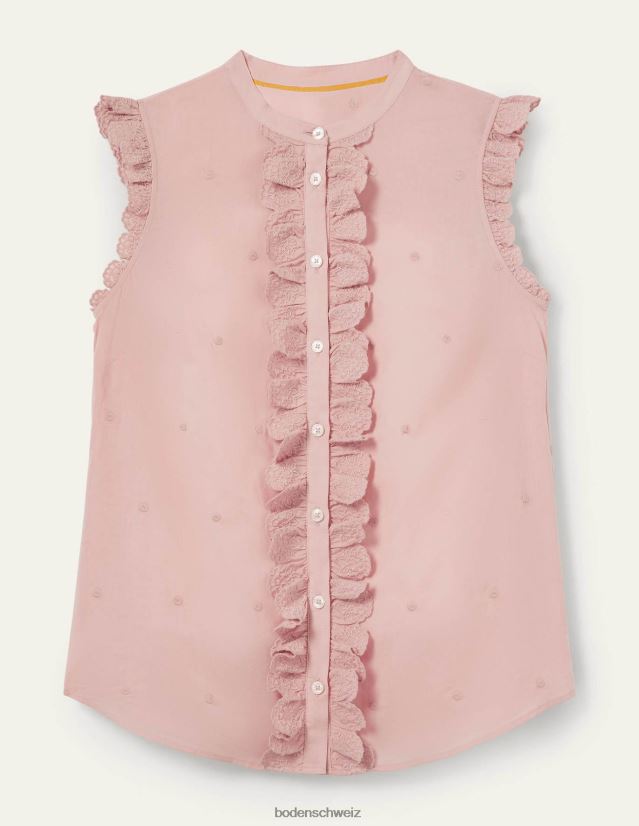 Boden Frauen ärmelloses besticktes Hemd VH86PT2424 Kleidung Milchshake