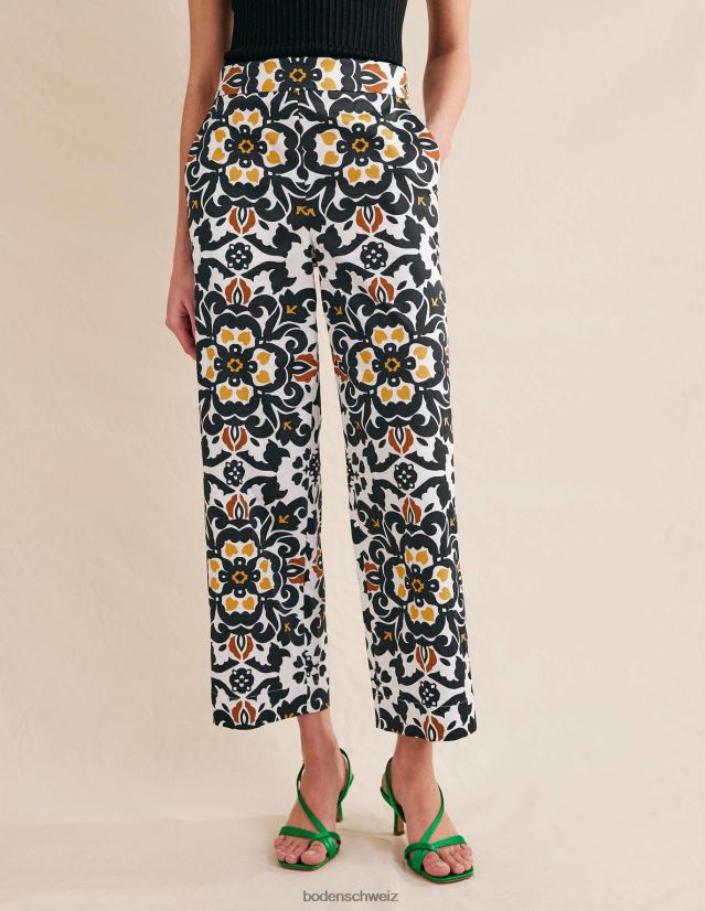 Boden Frauen Bedruckte Crop-Hose VH86PT1035 Kleidung schwarzer & opulenter Kern