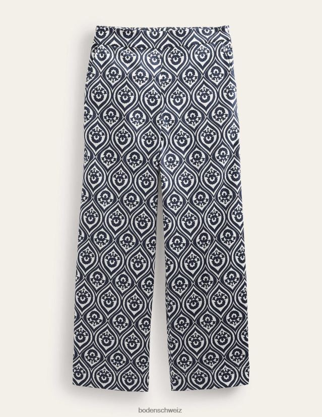 Boden Frauen Bedruckte Crop-Hose VH86PT1433 Kleidung Französische Marine und Geo-Kaskaden-Mono