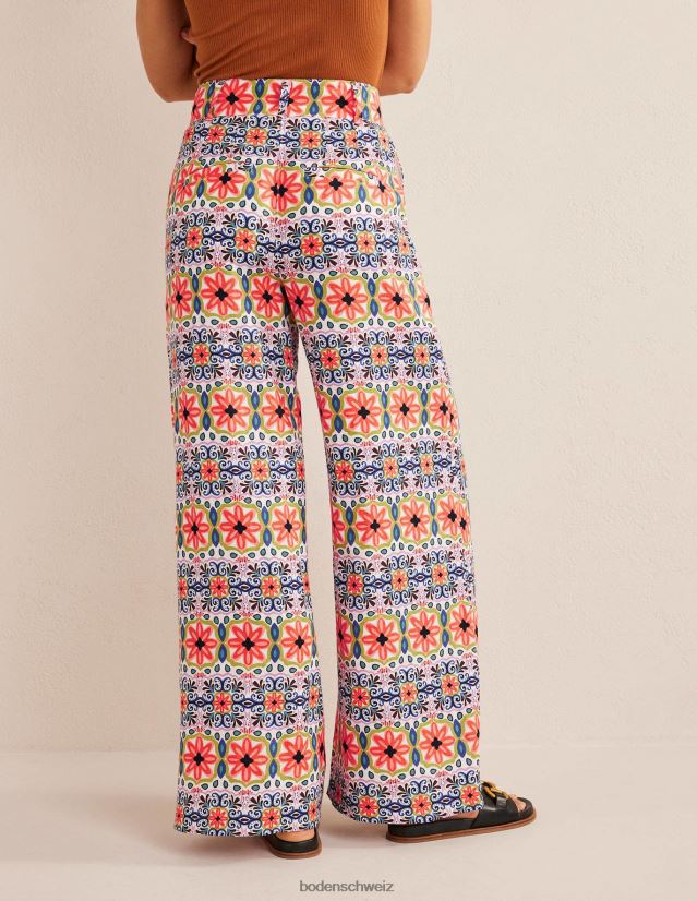 Boden Frauen Bedruckte Leinenhose mit weitem Bein VH86PT1453 Kleidung Multi & Tapisserie-Streifen