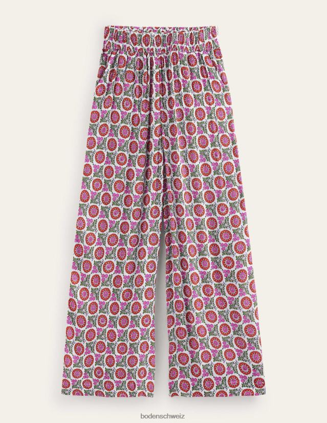 Boden Frauen Crinkle-Hose mit weitem Bein VH86PT337 Kleidung Gin Fizz und Sonnenblumenzweig