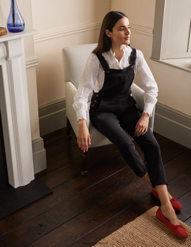 Boden Frauen Freundin-Latzhose VH86PT2392 Kleidung schwarz gewaschen