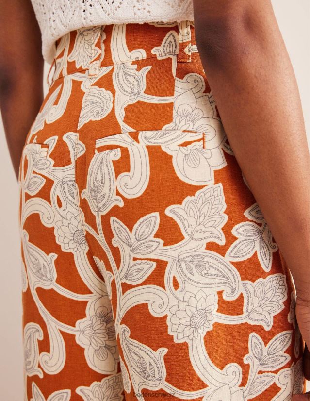 Boden Frauen Highbury-Leinenhose VH86PT2537 Kleidung Rost und Paisley-Wirbel