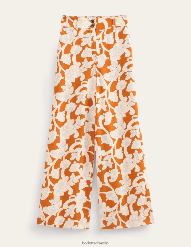 Boden Frauen Highbury-Leinenhose VH86PT2537 Kleidung Rost und Paisley-Wirbel