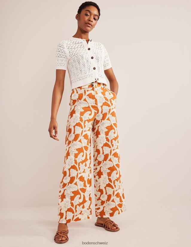 Boden Frauen Highbury-Leinenhose VH86PT2537 Kleidung Rost und Paisley-Wirbel