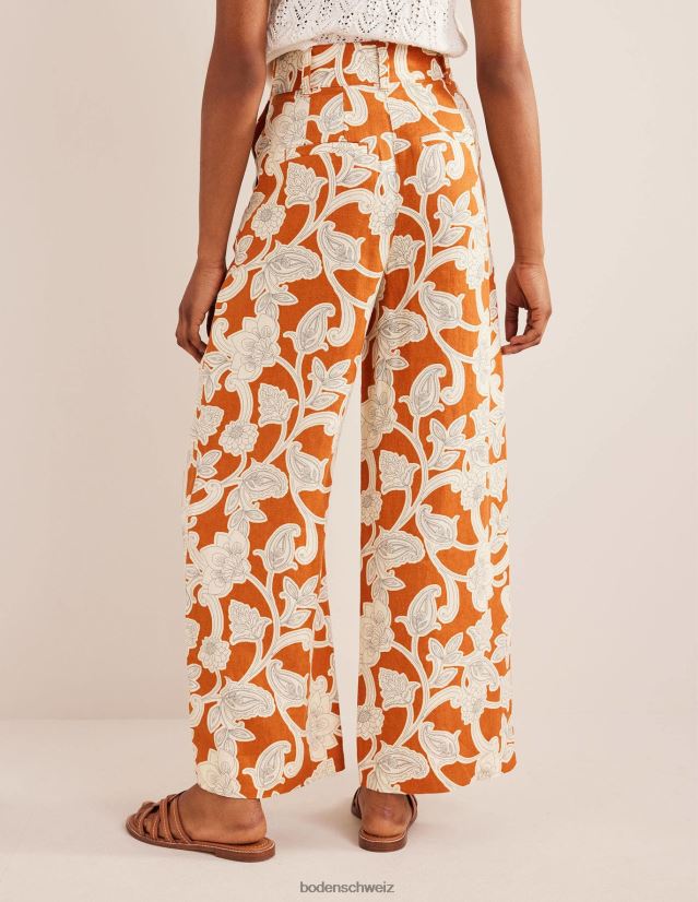 Boden Frauen Highbury-Leinenhose VH86PT2537 Kleidung Rost und Paisley-Wirbel