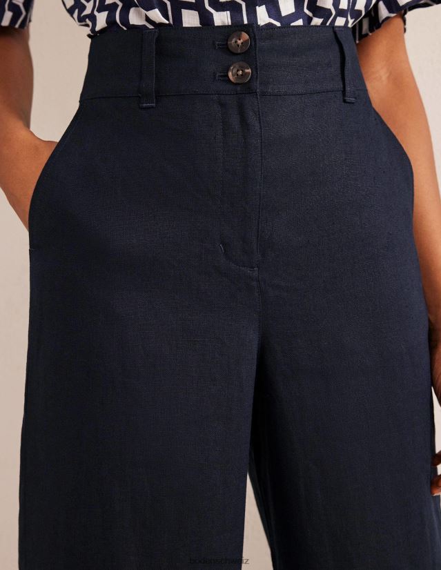Boden Frauen Highbury-Leinenhose VH86PT965 Kleidung Marine