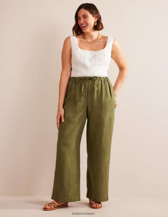 Boden Frauen Lässige Leinenhose zum Hineinschlüpfen VH86PT1107 Kleidung Capulet-Olive