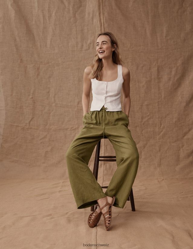 Boden Frauen Lässige Leinenhose zum Hineinschlüpfen VH86PT1107 Kleidung Capulet-Olive