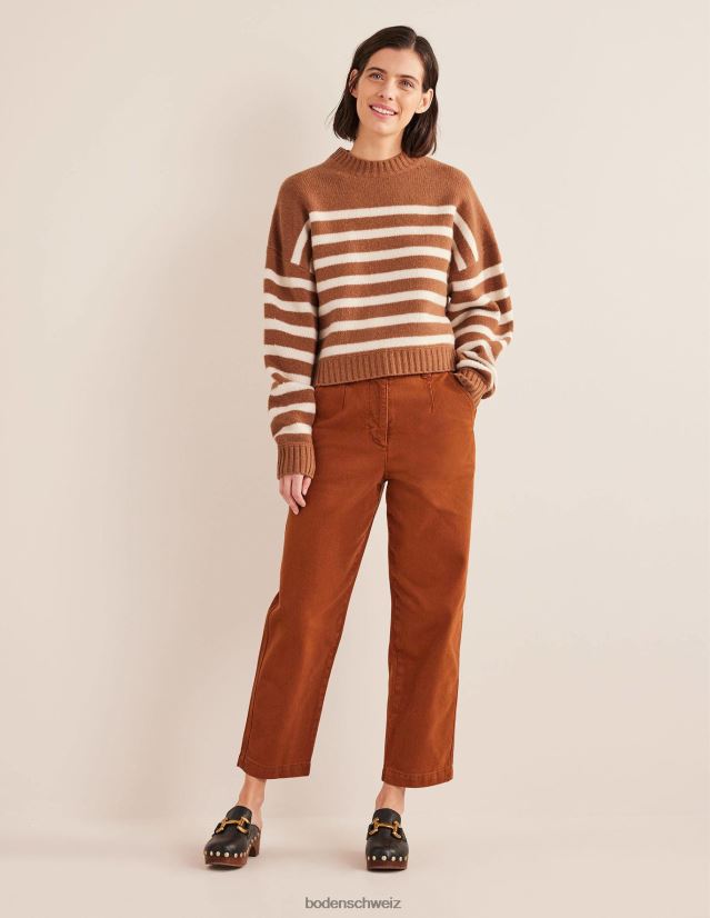 Boden Frauen Lässige, schmal zulaufende Baumwollhose VH86PT1105 Kleidung Cognac