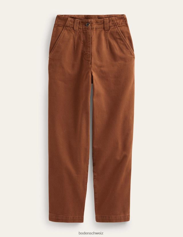 Boden Frauen Lässige, schmal zulaufende Baumwollhose VH86PT1105 Kleidung Cognac
