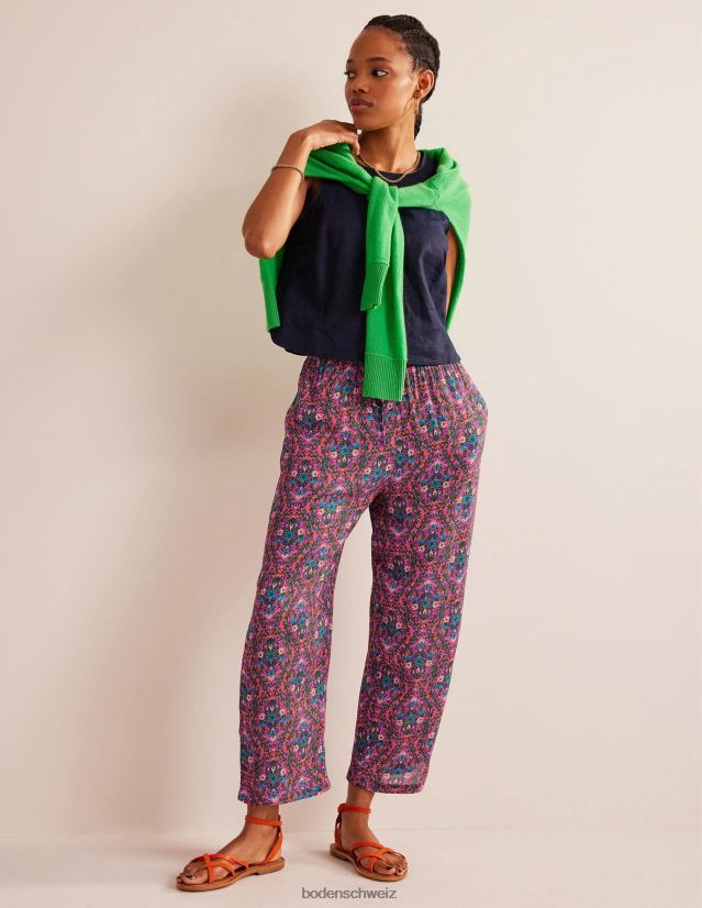 Boden Frauen Pull-on-Hose in Crinkle-Optik VH86PT1460 Kleidung Multi- und Weinterrasse