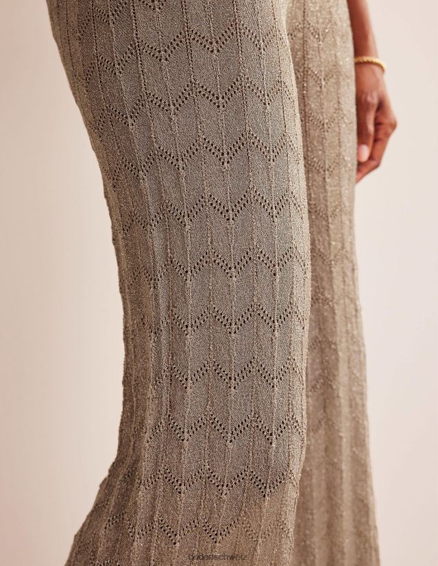 Boden Frauen gestrickte Strandhose VH86PT318 Kleidung metallischer Stein