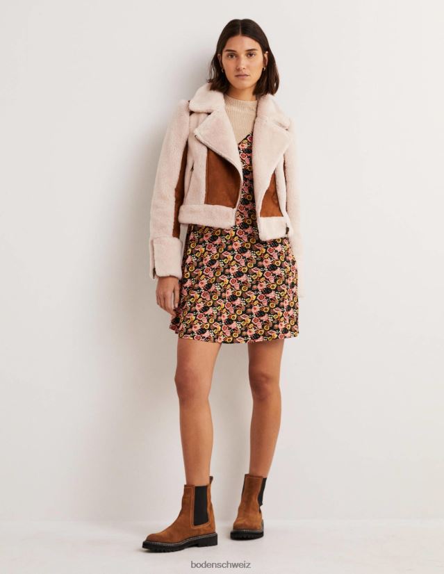 Boden Frauen Bikerjacke aus Lammfellimitat VH86PT1968 Kleidung Haselnuss-Lammfell