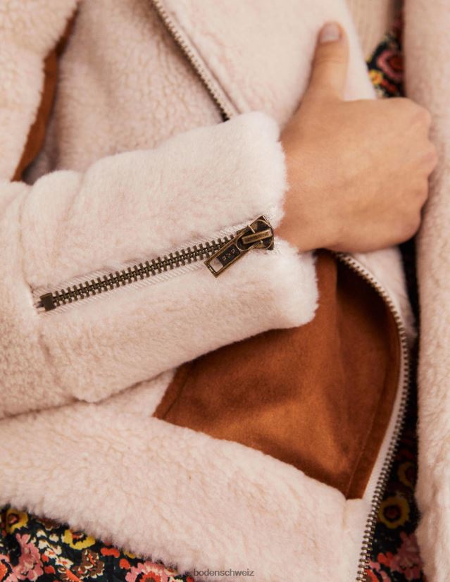 Boden Frauen Bikerjacke aus Lammfellimitat VH86PT1968 Kleidung Haselnuss-Lammfell