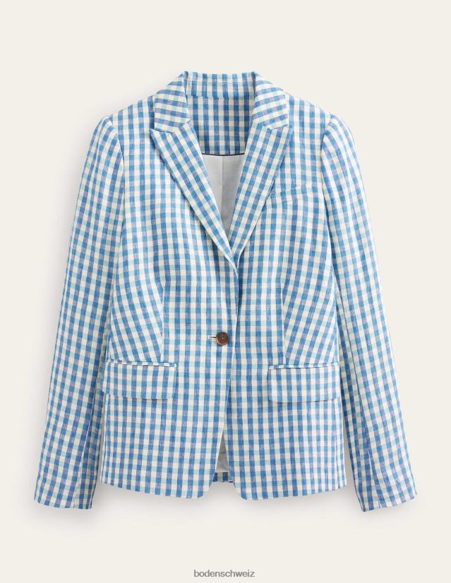 Boden Frauen Der Cambridge-Leinenblazer VH86PT673 Kleidung blau-weißer Gingham