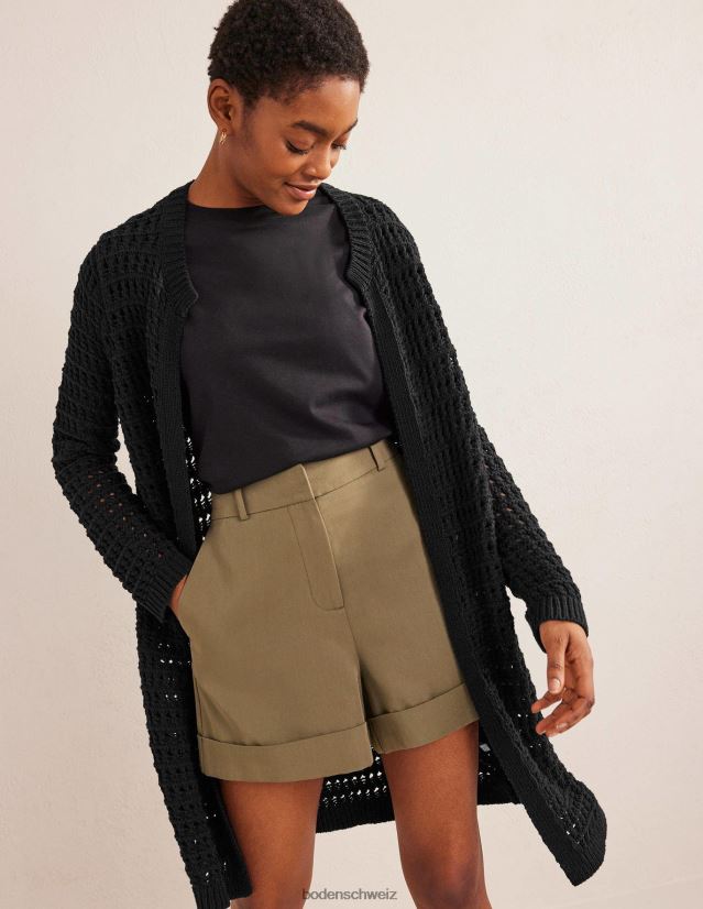 Boden Frauen Gehäkelter Mantel VH86PT1592 Kleidung Schwarz