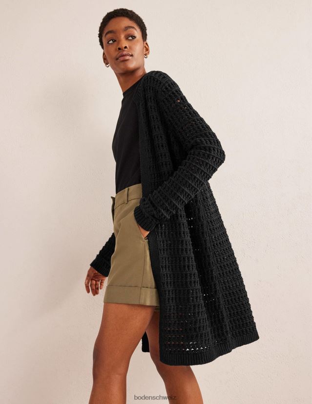 Boden Frauen Gehäkelter Mantel VH86PT1592 Kleidung Schwarz