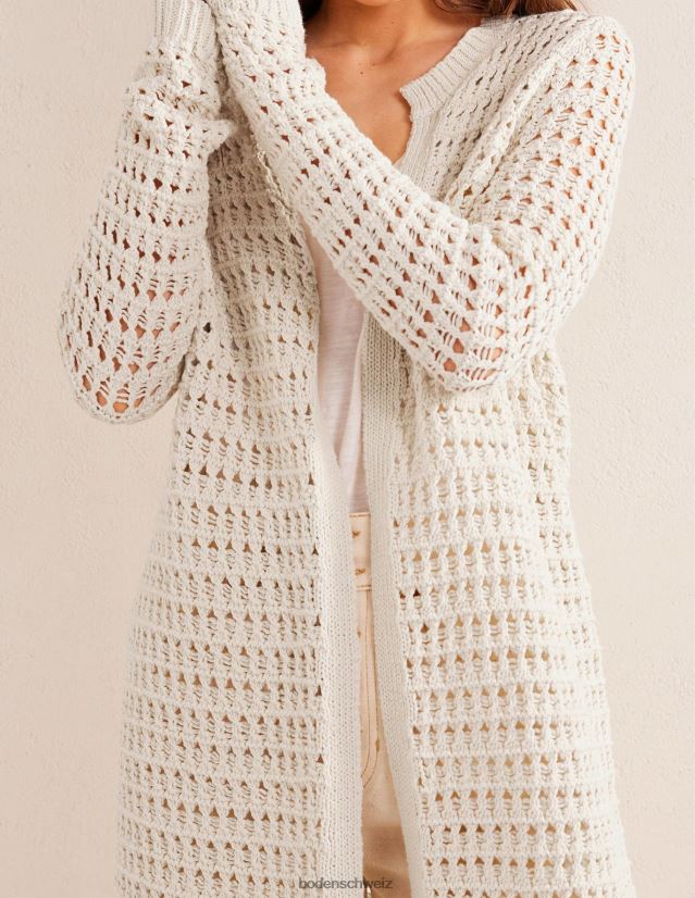 Boden Frauen Gehäkelter Mantel VH86PT1879 Kleidung warmes Elfenbein