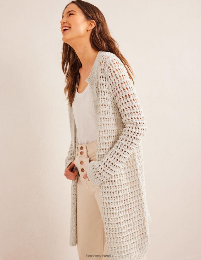Boden Frauen Gehäkelter Mantel VH86PT1879 Kleidung warmes Elfenbein