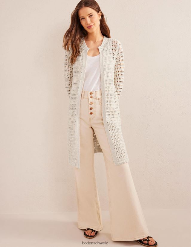 Boden Frauen Gehäkelter Mantel VH86PT1879 Kleidung warmes Elfenbein