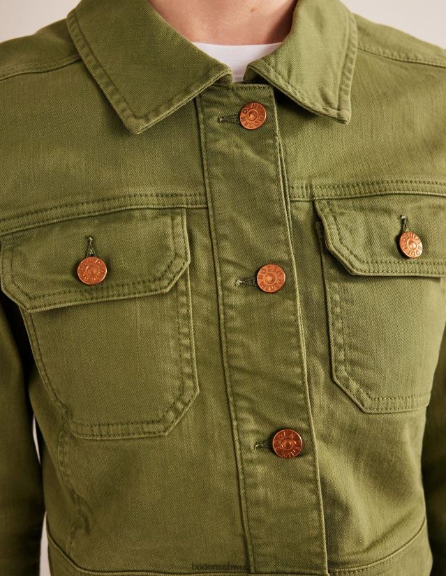Boden Frauen Kurze, lässige Baumwolljacke VH86PT1264 Kleidung Grün