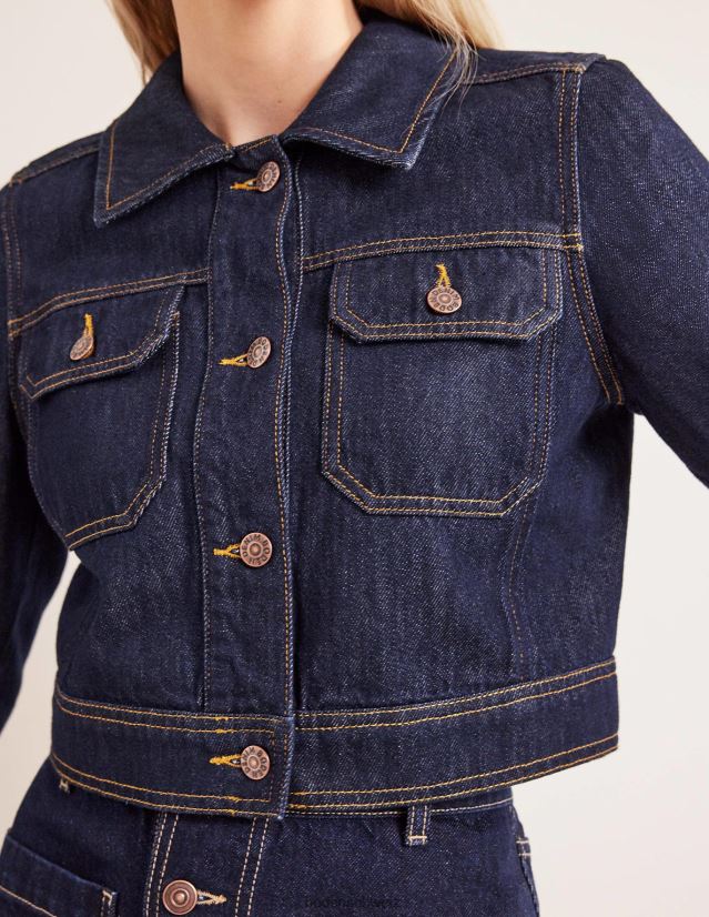 Boden Frauen Kurze, lässige Baumwolljacke VH86PT1379 Kleidung Indigo