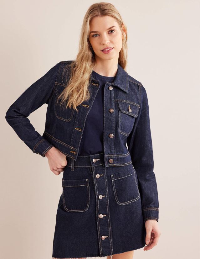 Boden Frauen Kurze, lässige Baumwolljacke VH86PT1379 Kleidung Indigo