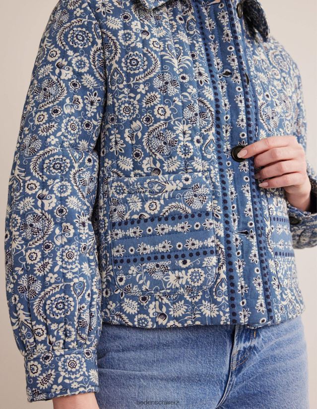 Boden Frauen Steppjacke mit Aufdruck VH86PT2589 Kleidung blauer Paisley-Druck