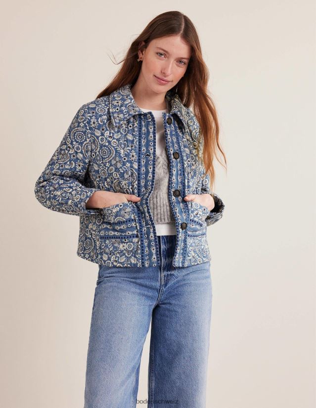 Boden Frauen Steppjacke mit Aufdruck VH86PT2589 Kleidung blauer Paisley-Druck
