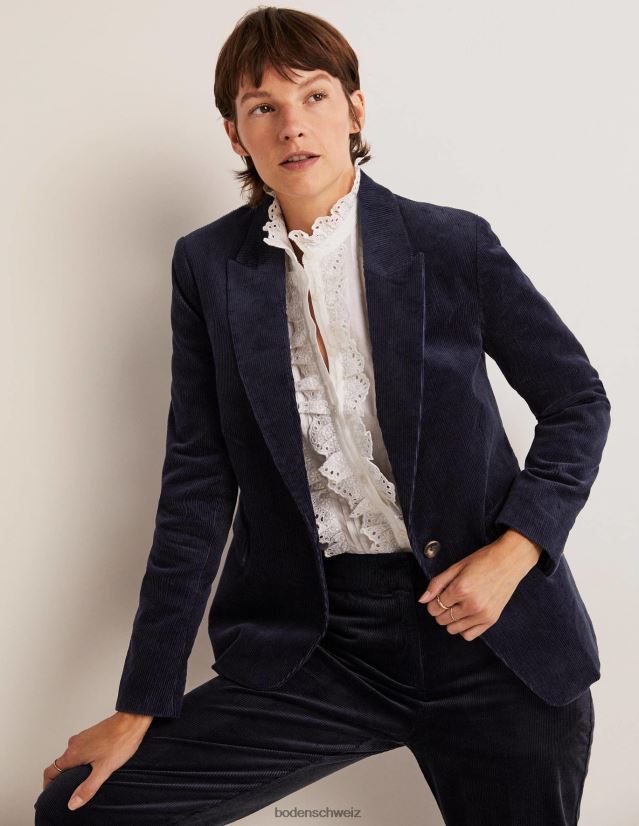 Boden Frauen Taillierter Blazer aus Cord VH86PT669 Kleidung Marine
