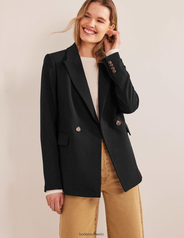 Boden Frauen Zweireihiger Blazer aus Krepp VH86PT936 Kleidung Schwarz