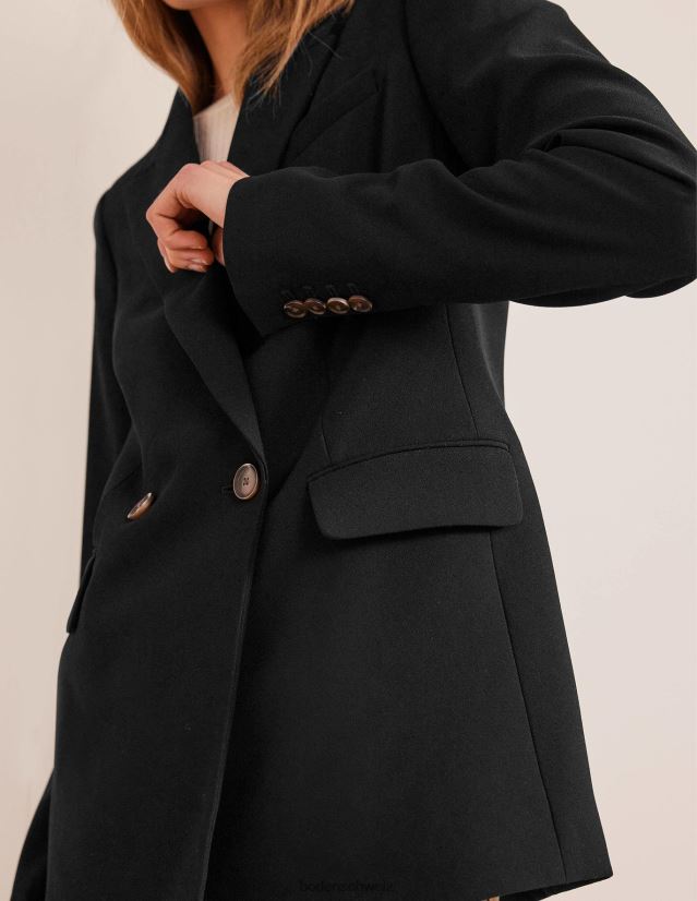Boden Frauen Zweireihiger Blazer aus Krepp VH86PT936 Kleidung Schwarz