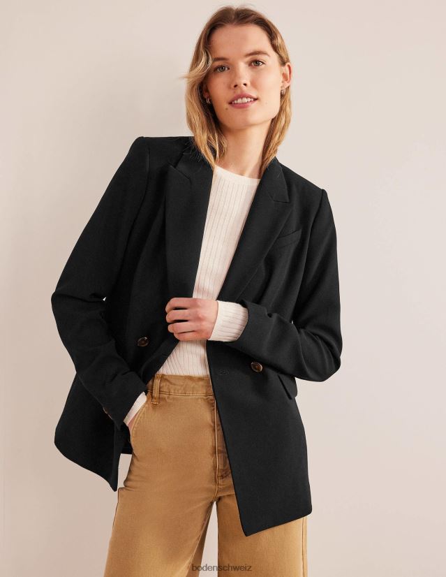 Boden Frauen Zweireihiger Blazer aus Krepp VH86PT936 Kleidung Schwarz