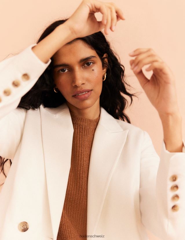 Boden Frauen Zweireihiger Twill-Blazer VH86PT1465 Kleidung Elfenbein