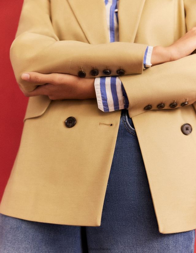 Boden Frauen Zweireihiger Twill-Blazer VH86PT1622 Kleidung Schiefergrün