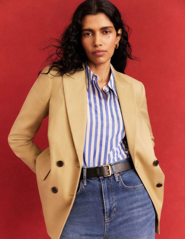 Boden Frauen Zweireihiger Twill-Blazer VH86PT1622 Kleidung Schiefergrün