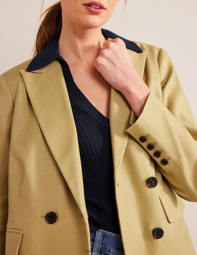 Boden Frauen Zweireihiger Twill-Blazer VH86PT1622 Kleidung Schiefergrün