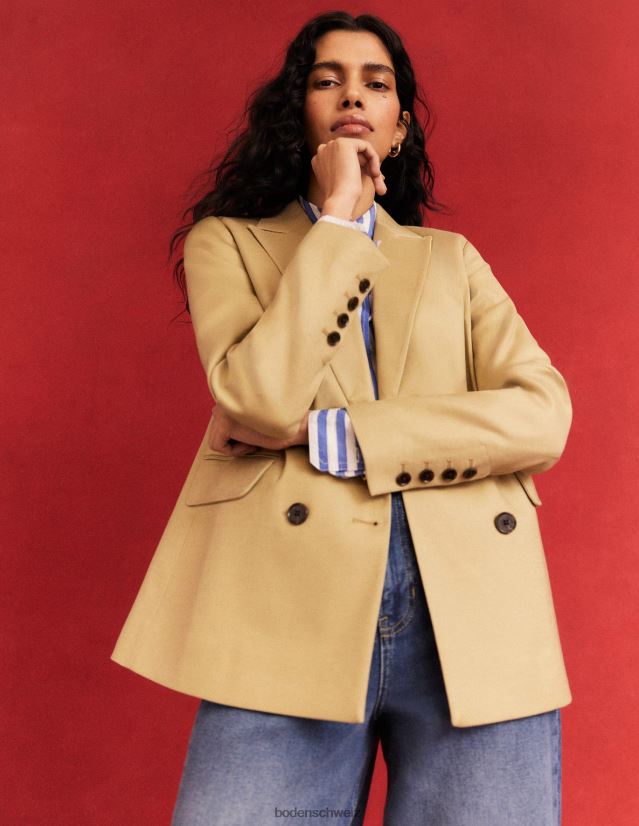 Boden Frauen Zweireihiger Twill-Blazer VH86PT1622 Kleidung Schiefergrün