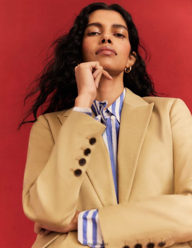 Boden Frauen Zweireihiger Twill-Blazer VH86PT1622 Kleidung Schiefergrün