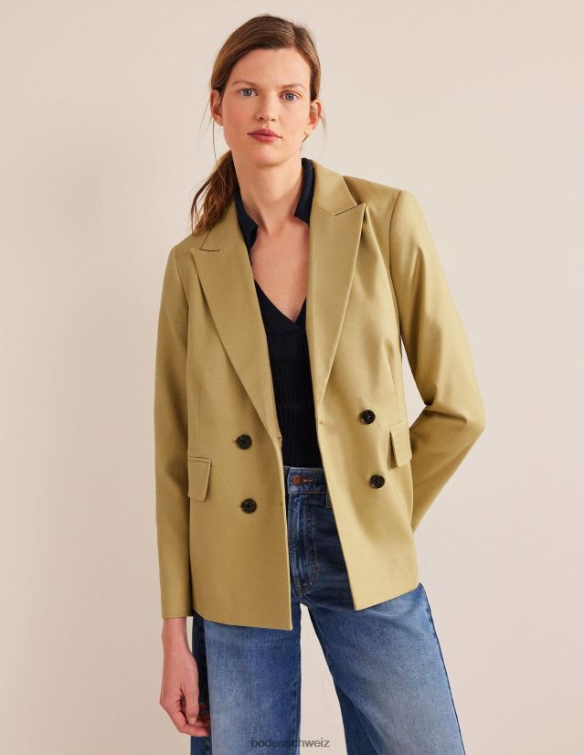 Boden Frauen Zweireihiger Twill-Blazer VH86PT1622 Kleidung Schiefergrün